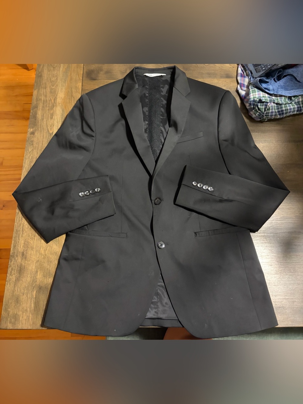 Zara Men's Black Two-Button Suit Blazer